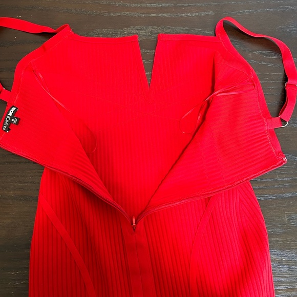Fashion Nova Red Ribbed Bodycon Midi Dress - Picture 12 of 16